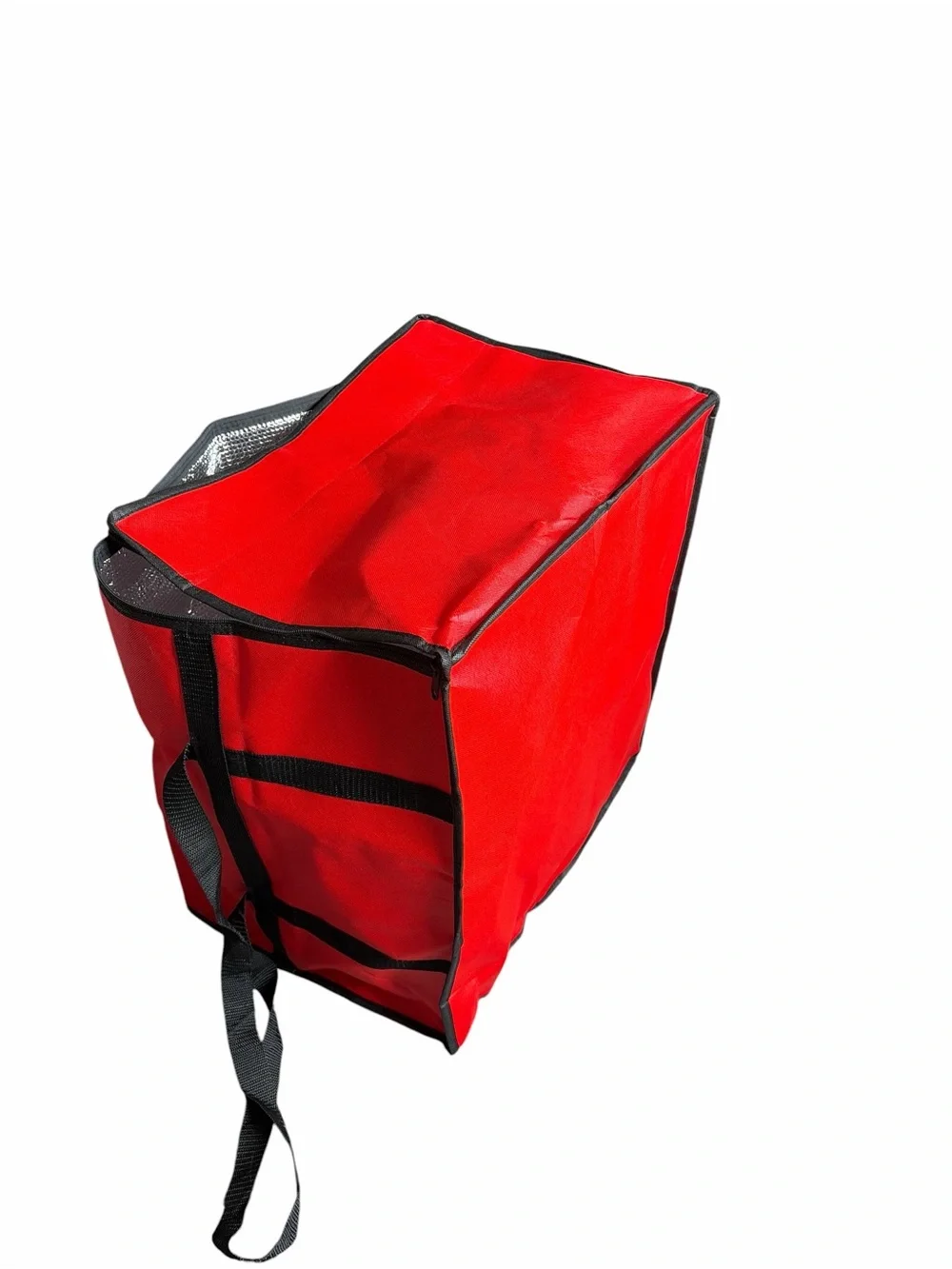 Large Red Insulated Delivery Tote Bag with Black Trim